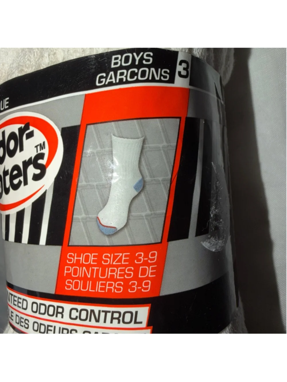 NOS Vintage Boys Shoe Size 3-9 Odor Eaters White Crew Socks Pk/3Pair Made In USA